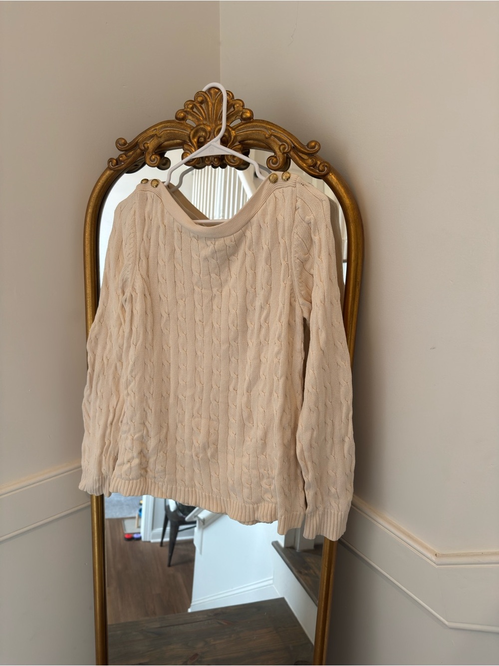 lauren ralph lauren cream cable knit sweater | xl